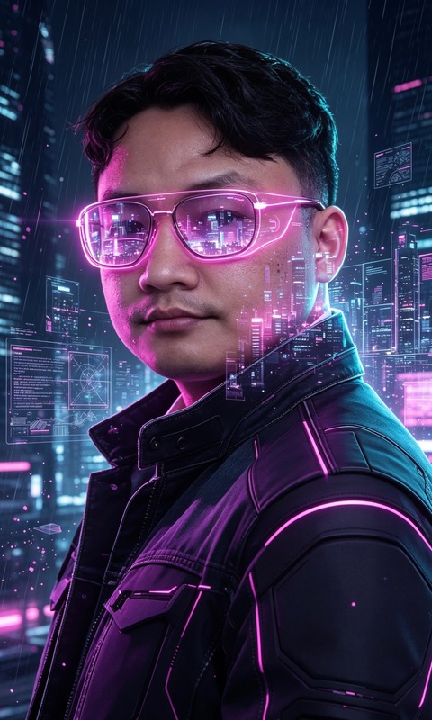 High-fashion cyberpunk megacity