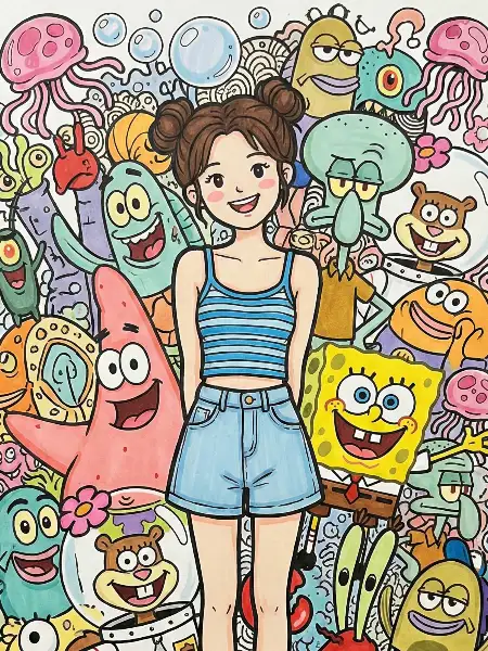 Spongebob Doodle Art AI Prompt
